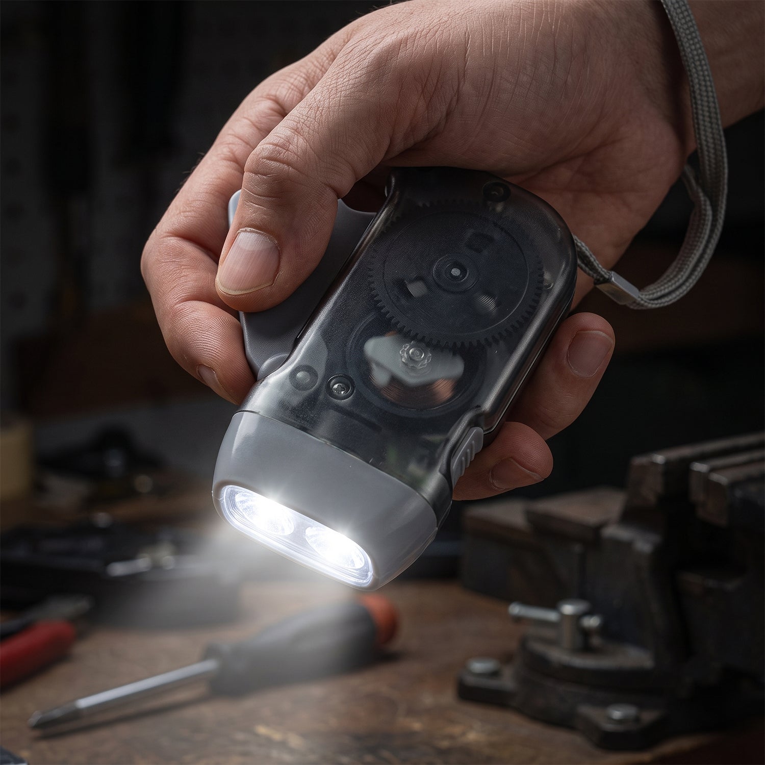 Hand Press Torch, Battery-Free 3-LED Flashlight for Camping