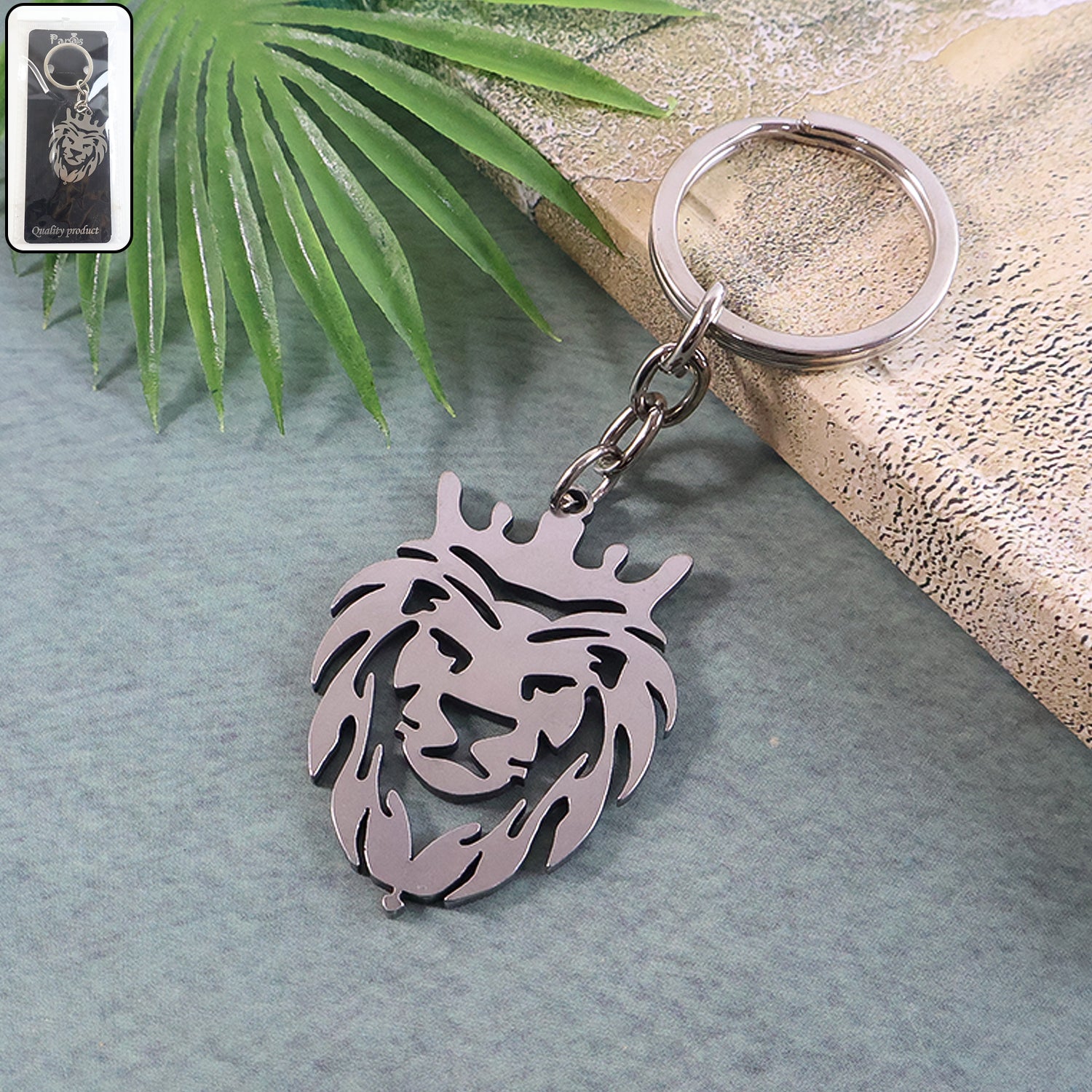 Lion Head Keychain β Stainless Steel Durable Crown Design