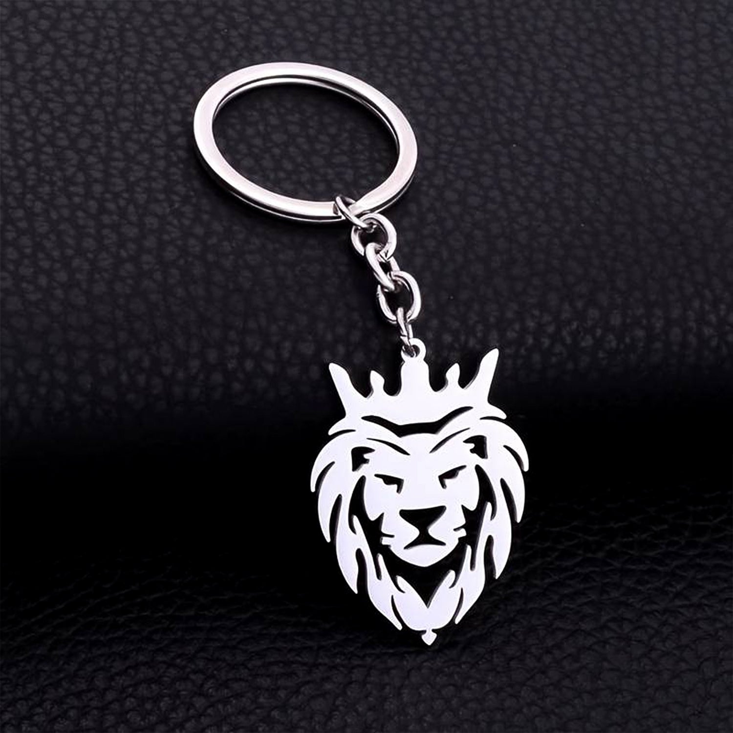 Lion Head Keychain β Stainless Steel Durable Crown Design