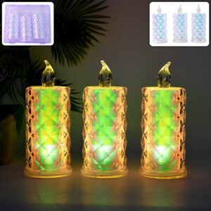 LED Flameless Candle Lights – Set of 3 Crystal Decorative Lights