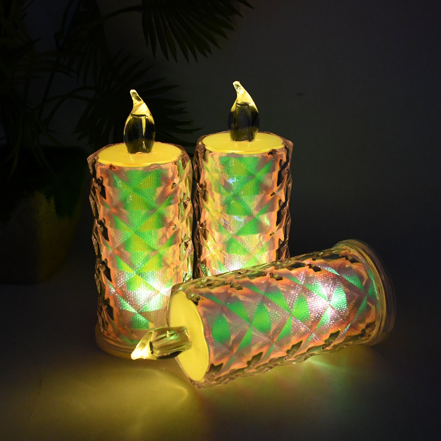 LED Flameless Candle Lights β Set of 3 Crystal Decorative Lights