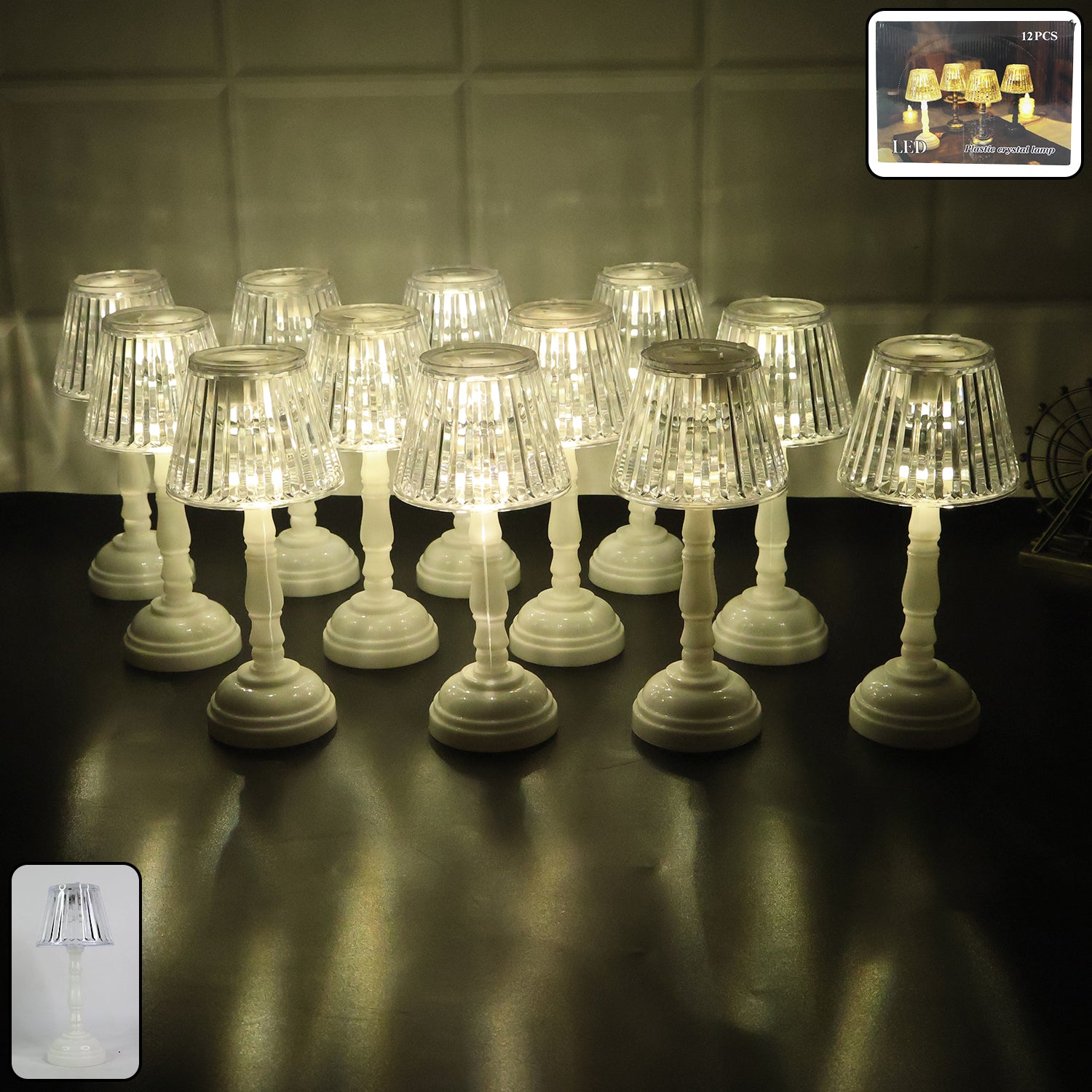 LED Crystal Table Lamps β Elegant Set of 12 Warm Lights