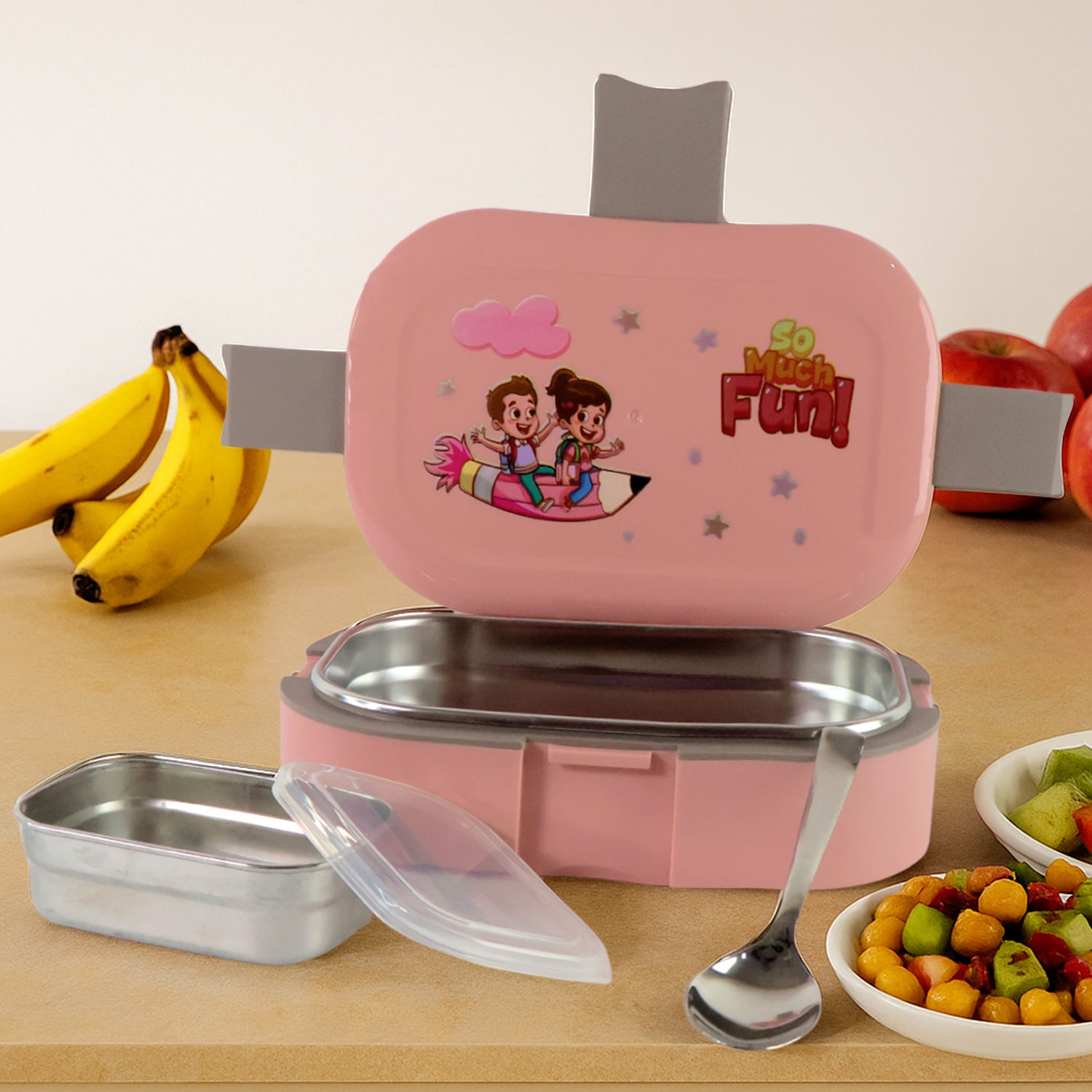 Kids Lunch Box β Stainless Steel Tray & Leak-Proof Snack Pot