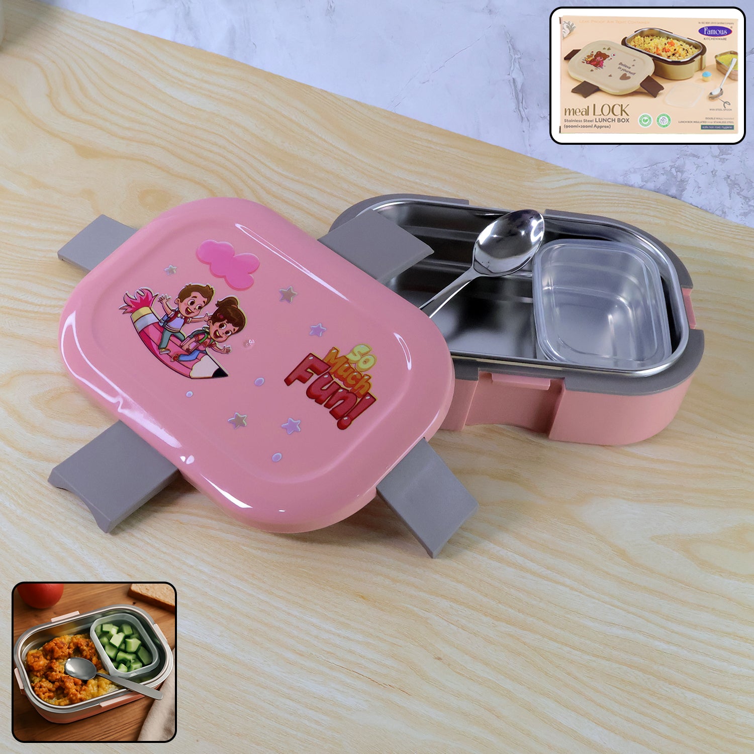 Kids Lunch Box β Stainless Steel Tray & Leak-Proof Snack Pot