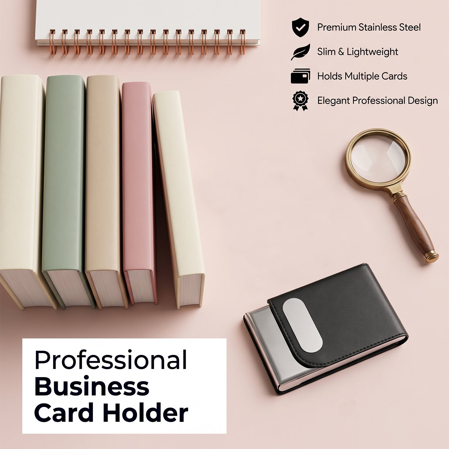 Business Card Holder โ Premium Leather Finish with Steel Case