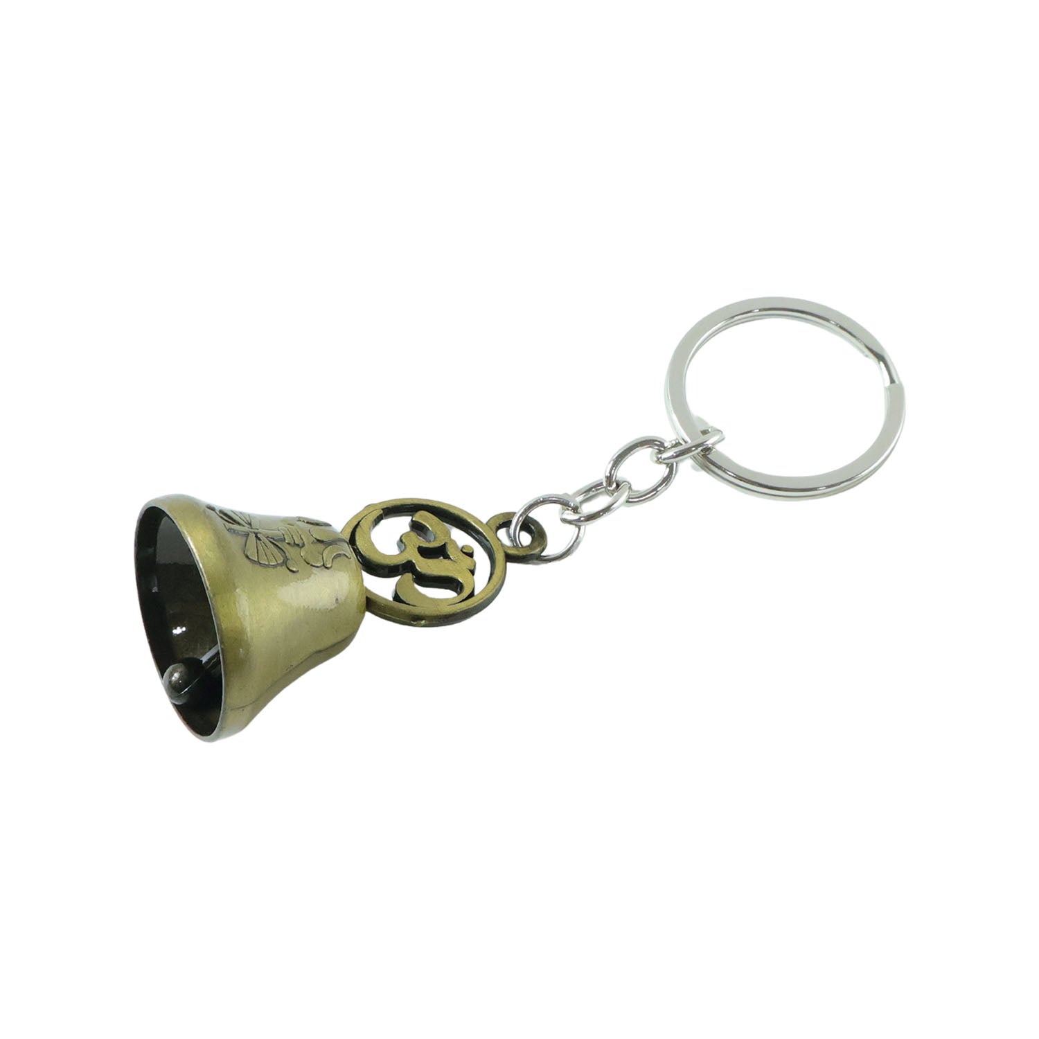 Om Symbol Keychain – Antique Brass Temple Bell Design