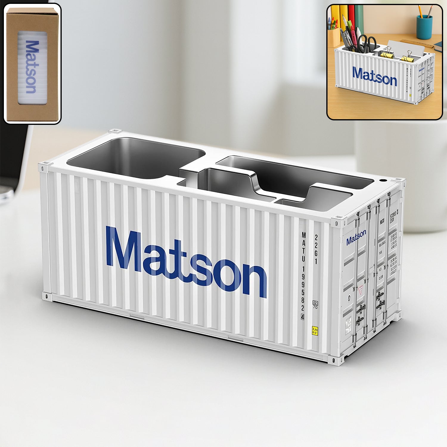 Container-Style Desk Organizer – Multi-Compartment Storage Box