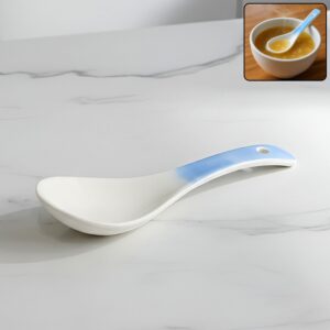 Ceramic Serving Spoon – Heat-Resistant 14 cm Ladle for Soups & Curries