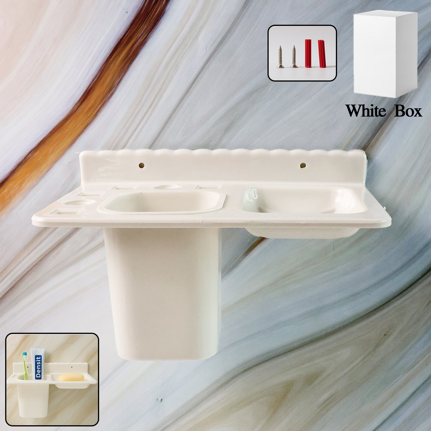 Wall Mounted Toothbrush Holder β 3in1 Multi-Compartment Organizer