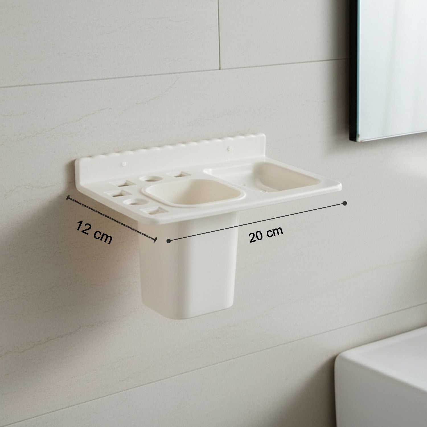 Wall Mounted Toothbrush Holder β 3in1 Multi-Compartment Organizer