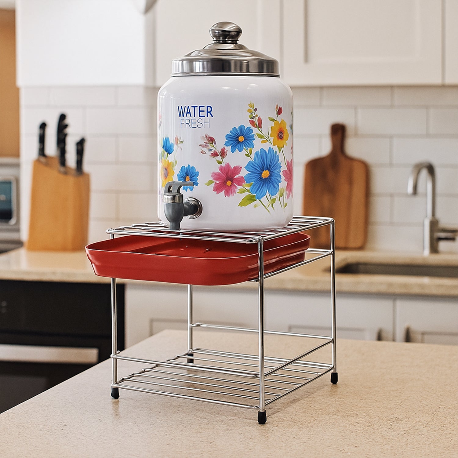 Stainless Steel 2-Tier Kitchen Utensil Storage Stand – Durable & Space-Saving