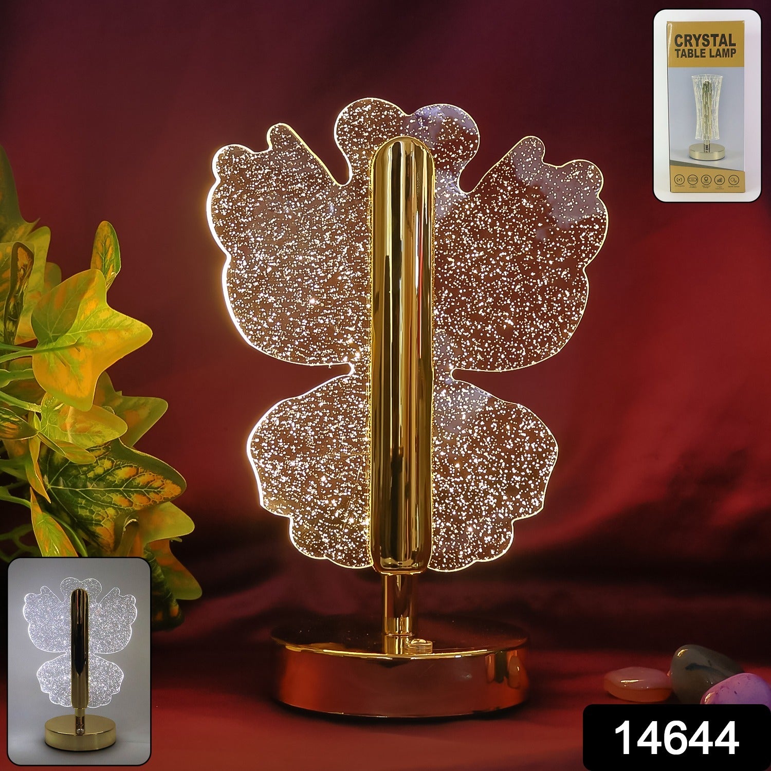Luxury Crystal Table Lamp β Four-Leaf Clover USB Rechargeable