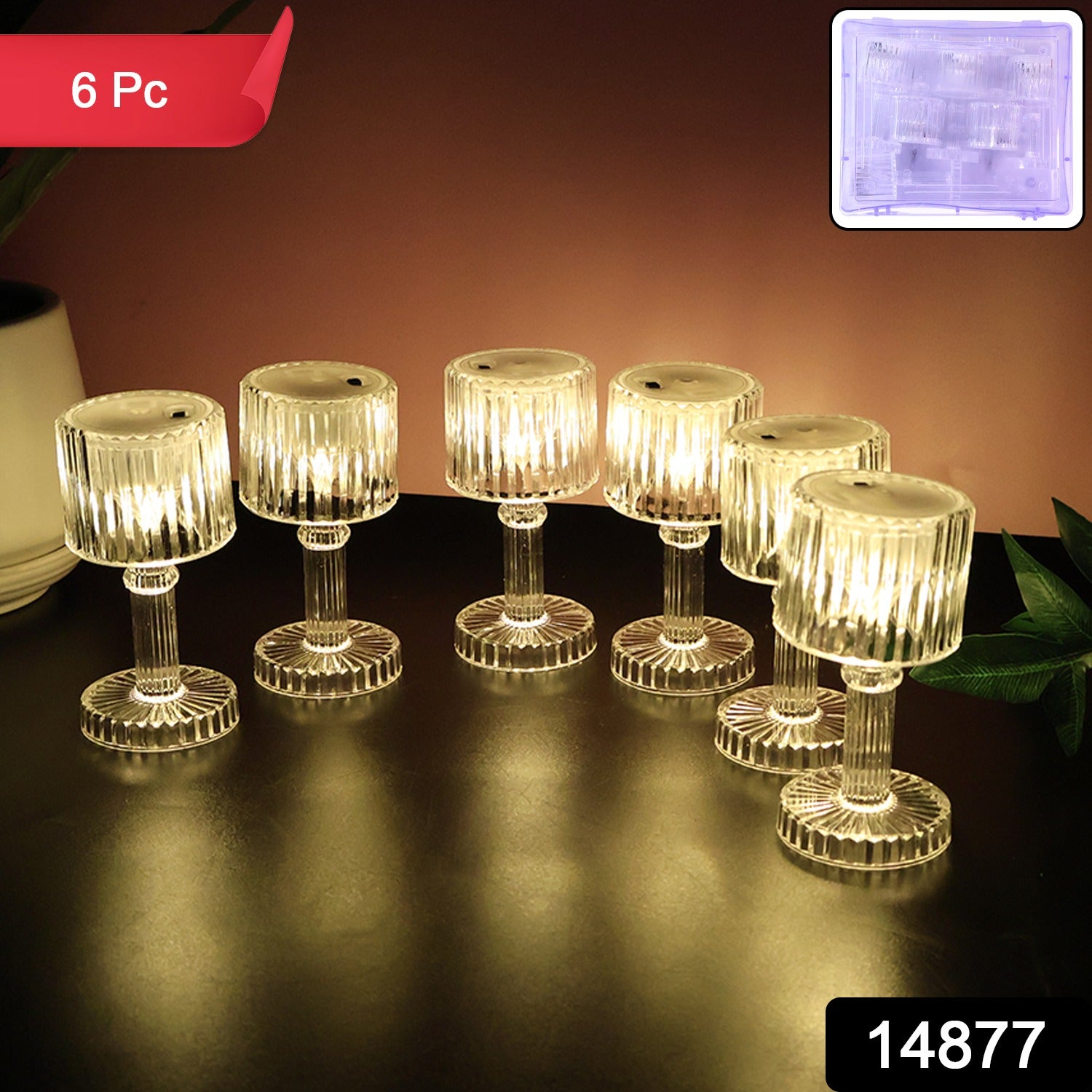 LED Crystal-Effect Table Lamps – Set of 6 Elegant Mini Lamps