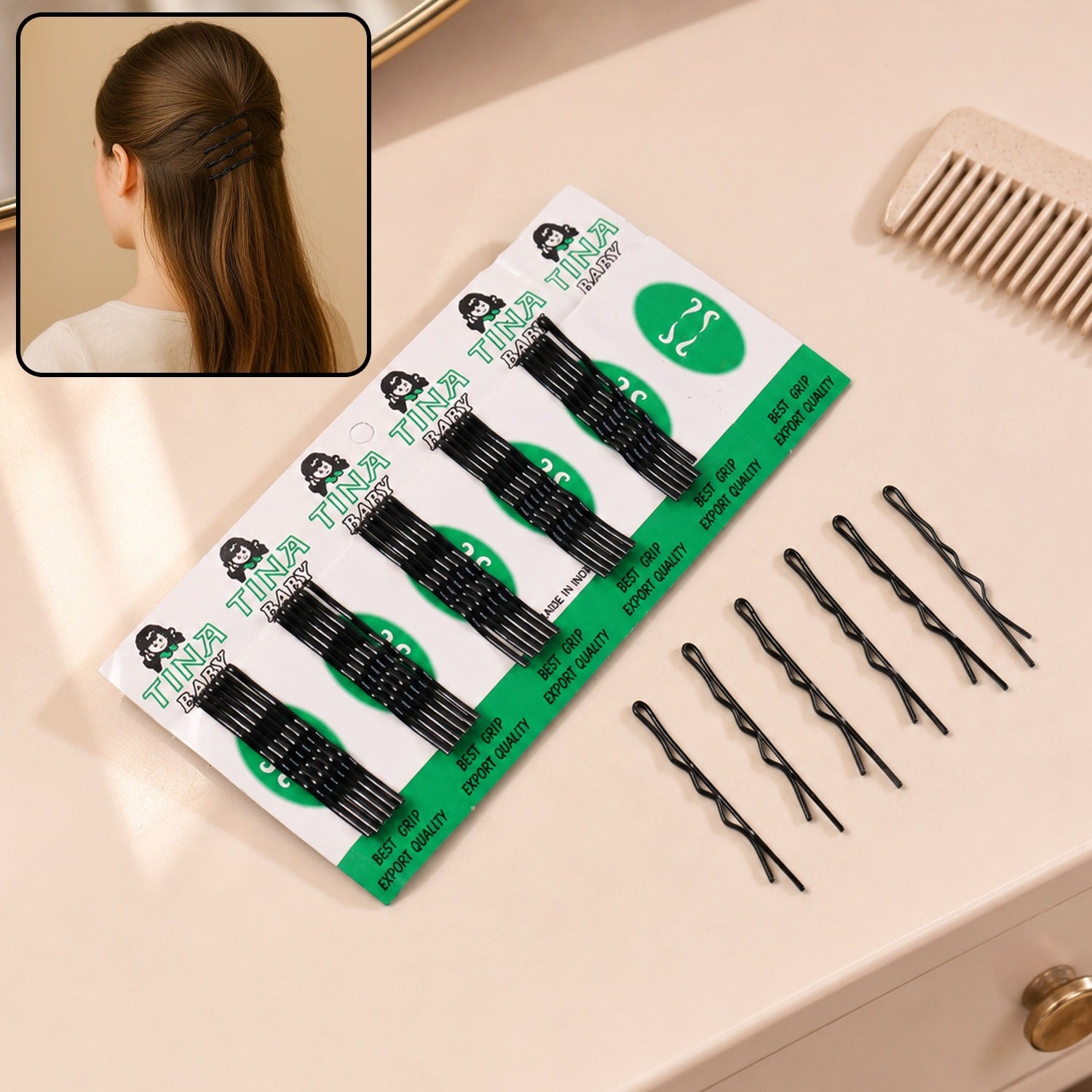 Small Black Bobby Pins β Strong Non-Slip Hair Clips, 36 Pc
