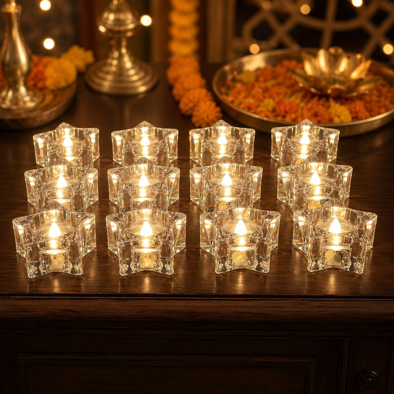 LED Crystal Effect Flameless Candles β Set of 12 Decorative Tealights