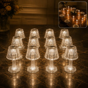 Crystal Style LED Table Lamps – Elegant Flameless Set of 12