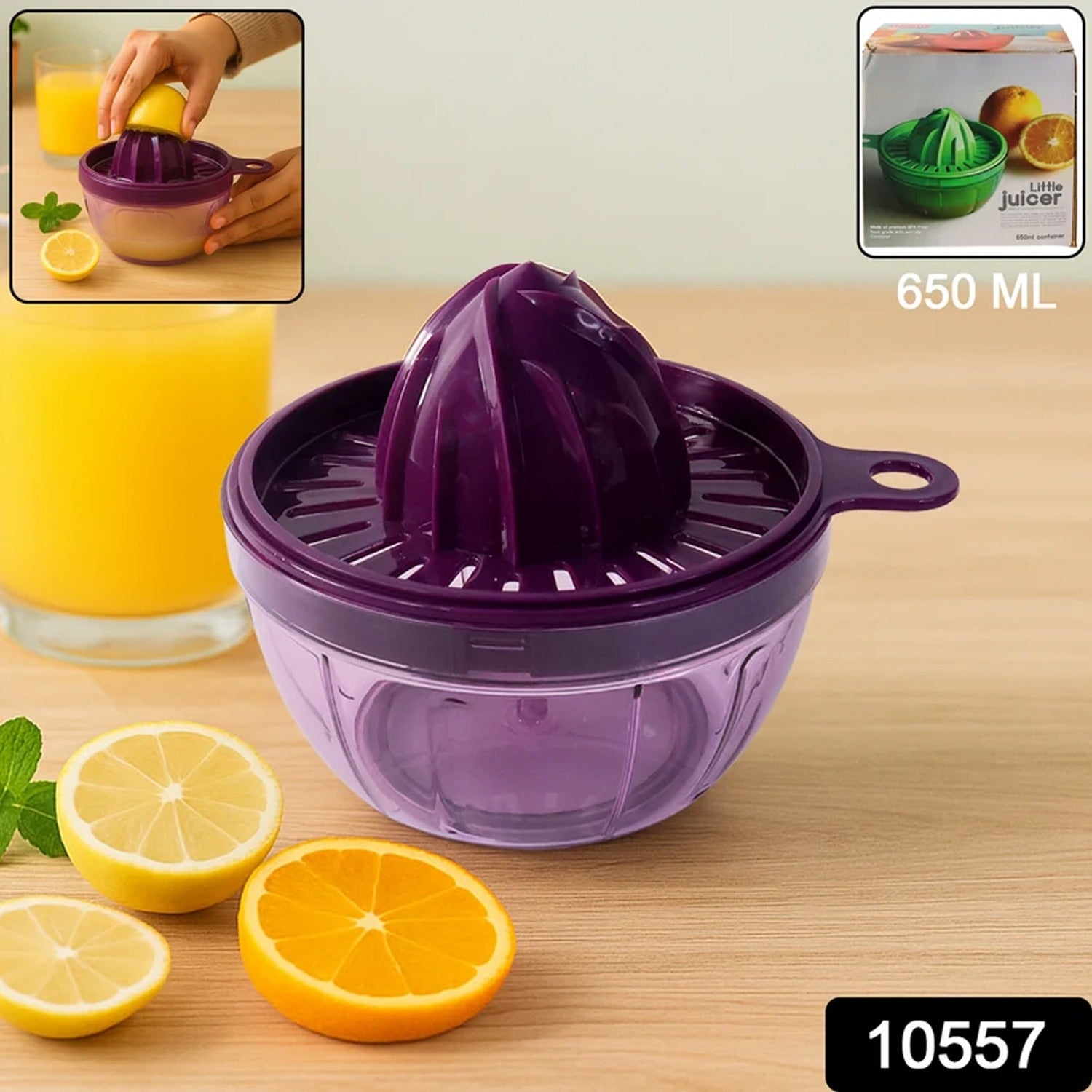 Manual Citrus Juicer 650ml β Seed Filter & Durable Plastic