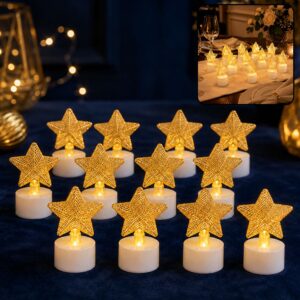 LED Star Candles – Set of 12 Flameless Decorative Tealights