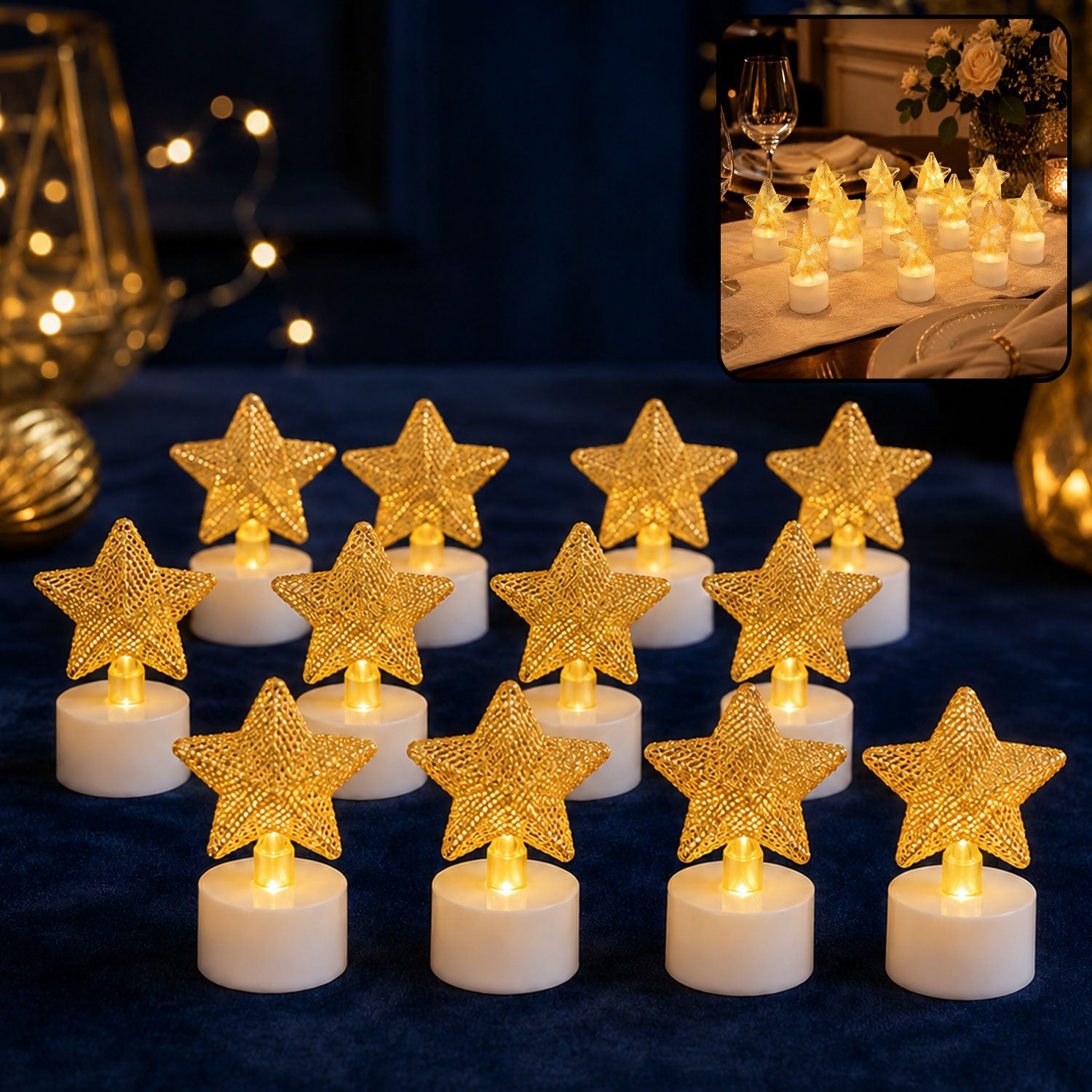 LED Star Candles β Set of 12 Flameless Decorative Tealights