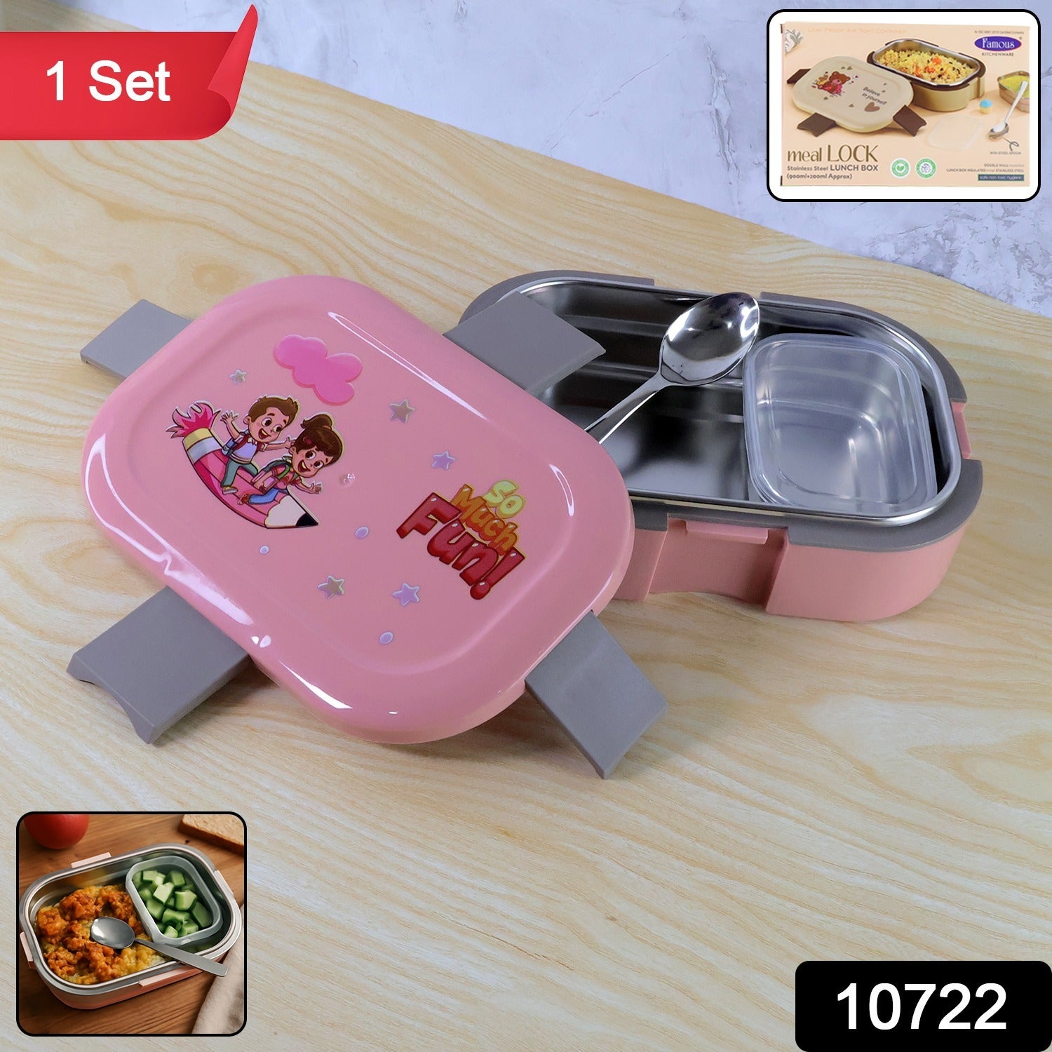 Kids Lunch Box β Stainless Steel Tray & Leak-Proof Snack Pot