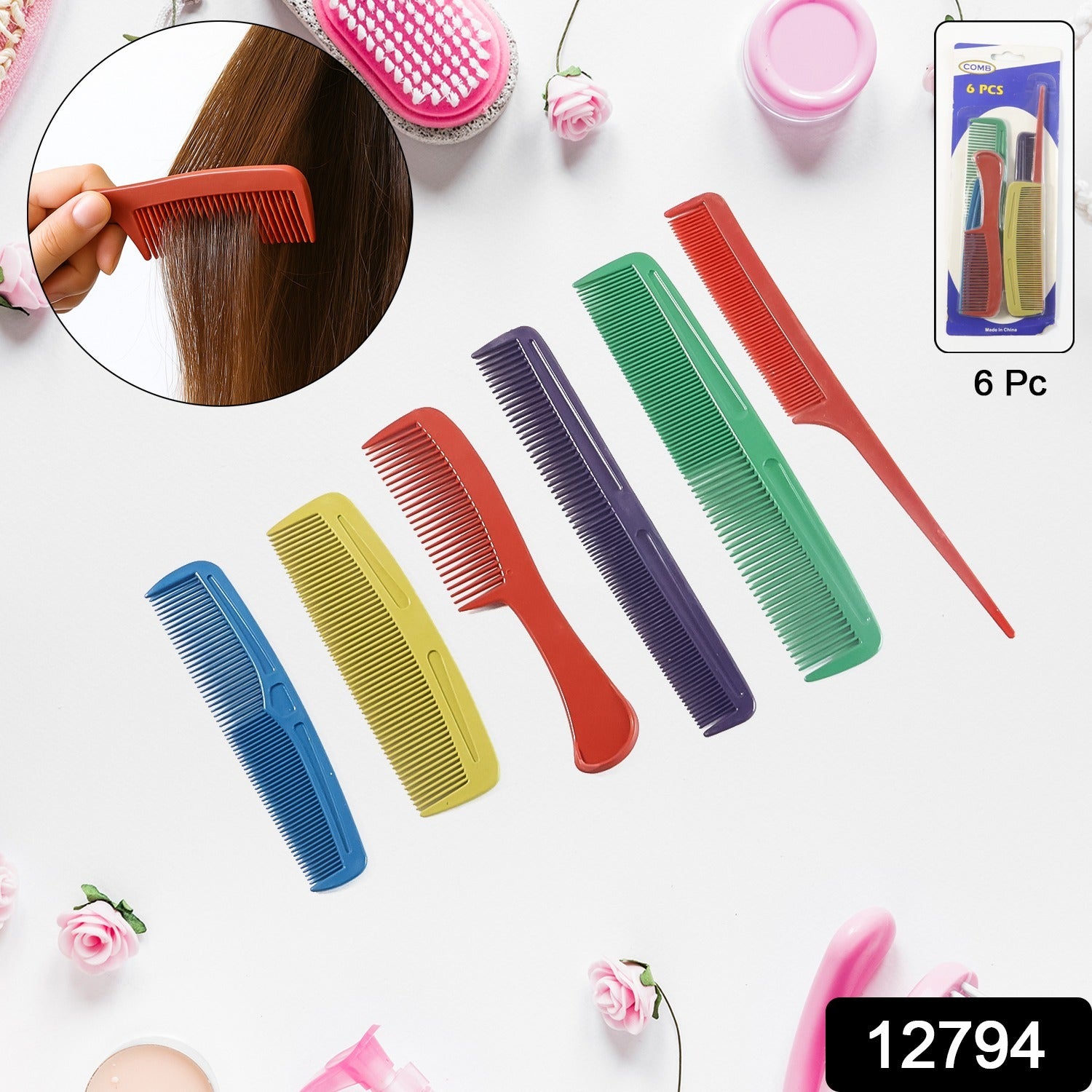 Hair Comb Set – 6-Piece Assorted Styling & Detangling Combs
