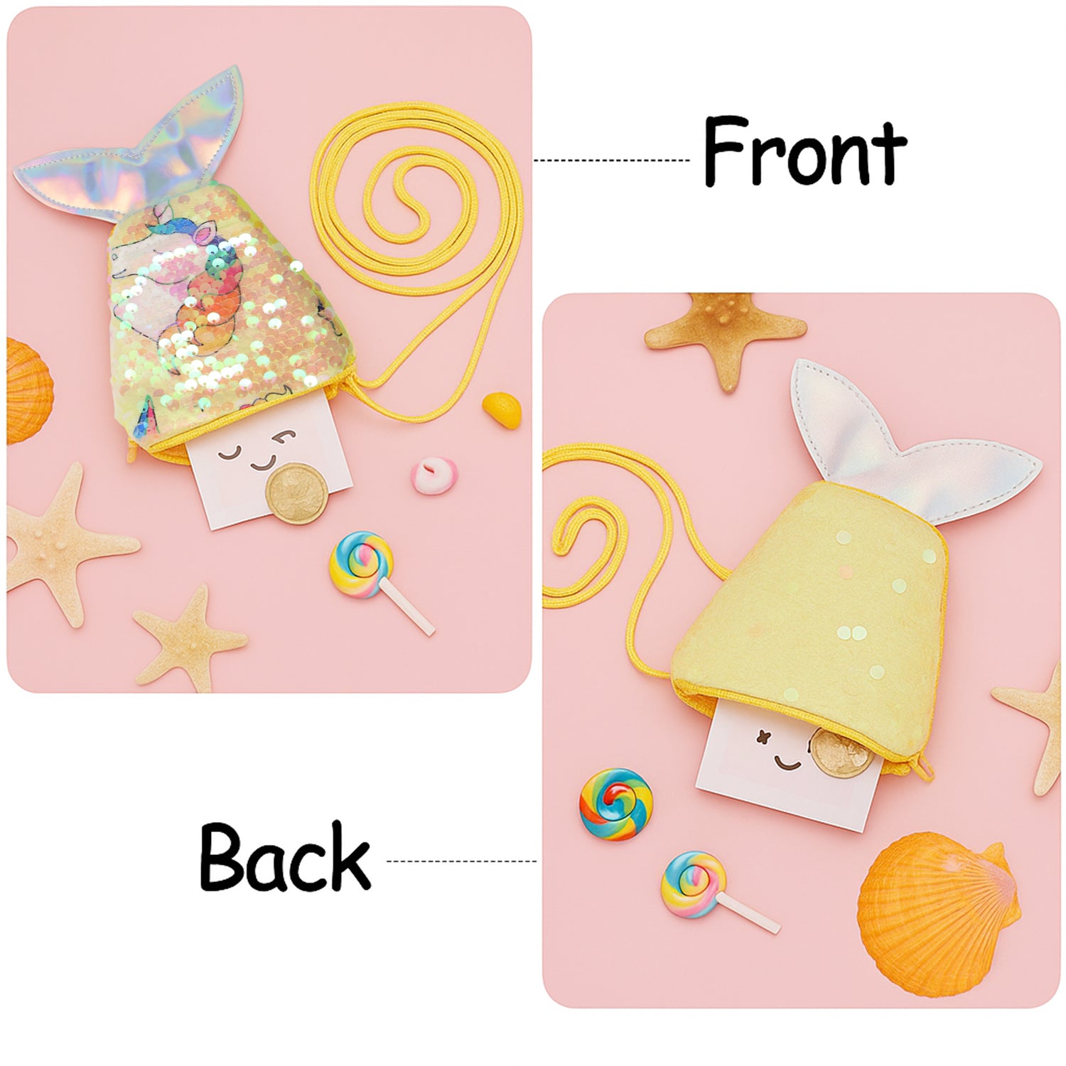 Mermaid Tail Kids Sling Bag β Colorful Reversible Sequins