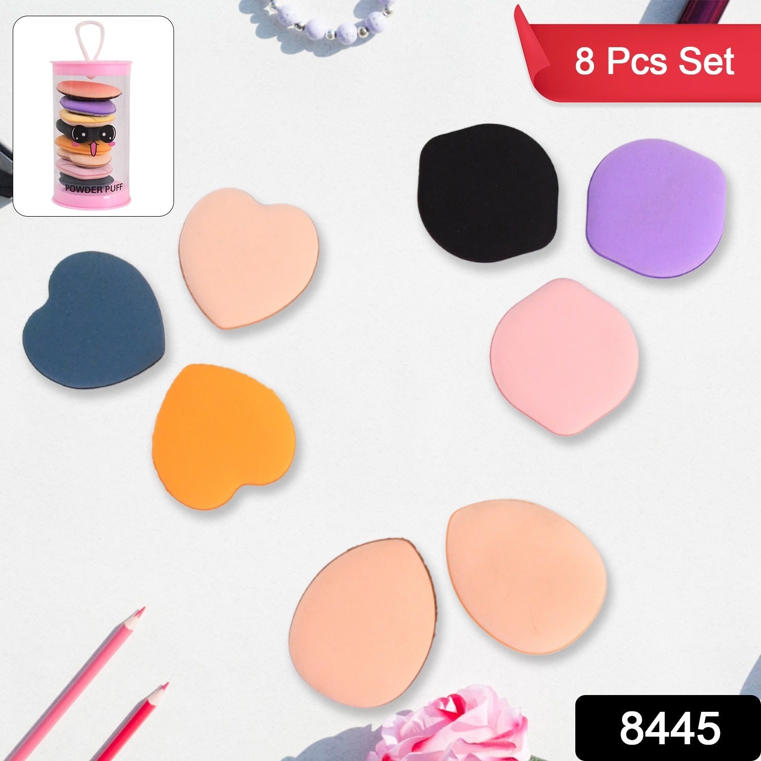 Mini Finger Makeup Powder Puff – Precise 8-Pcs Multicolor Set
