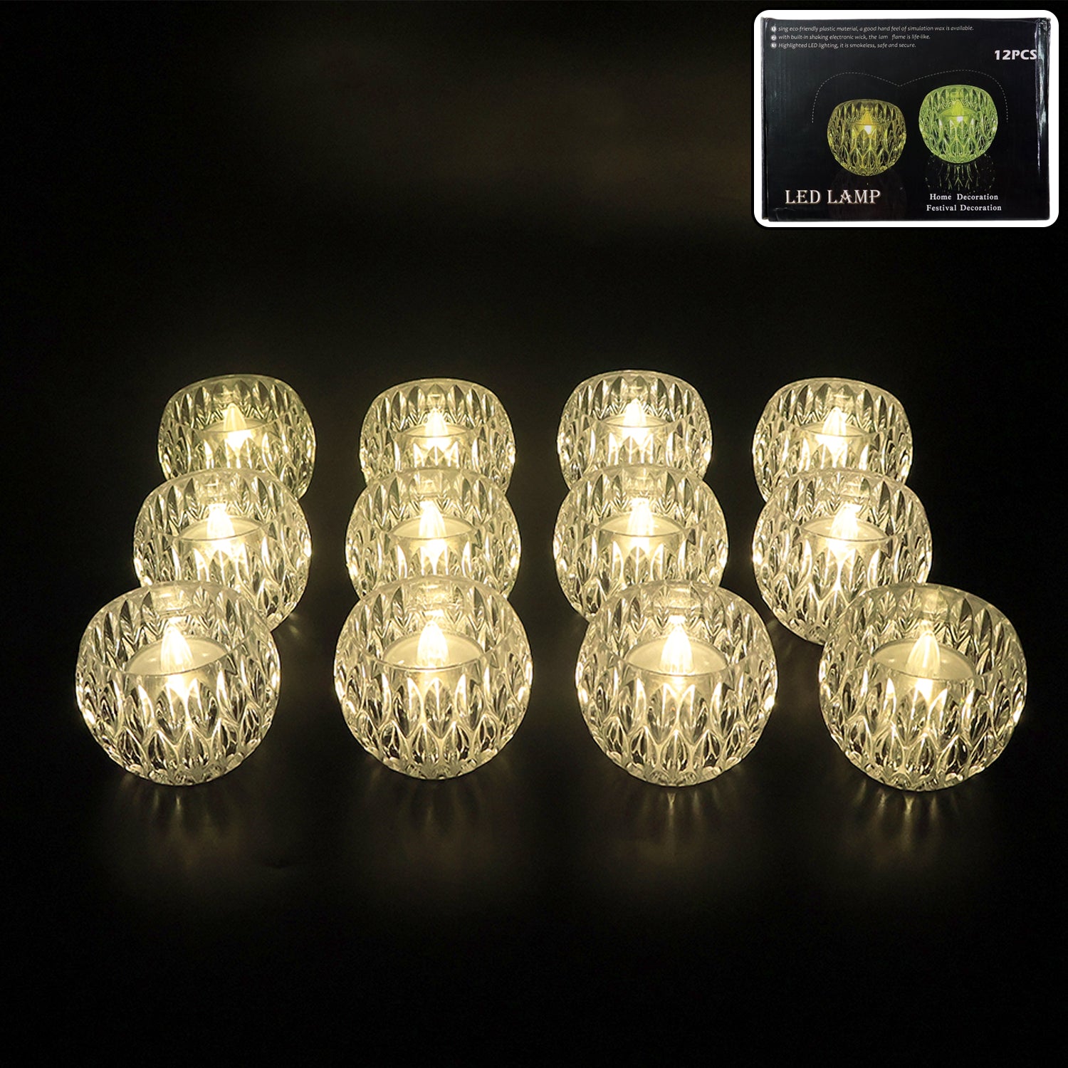 Crystal Style LED Decorative Lamps β Set of 12 Flameless Candles