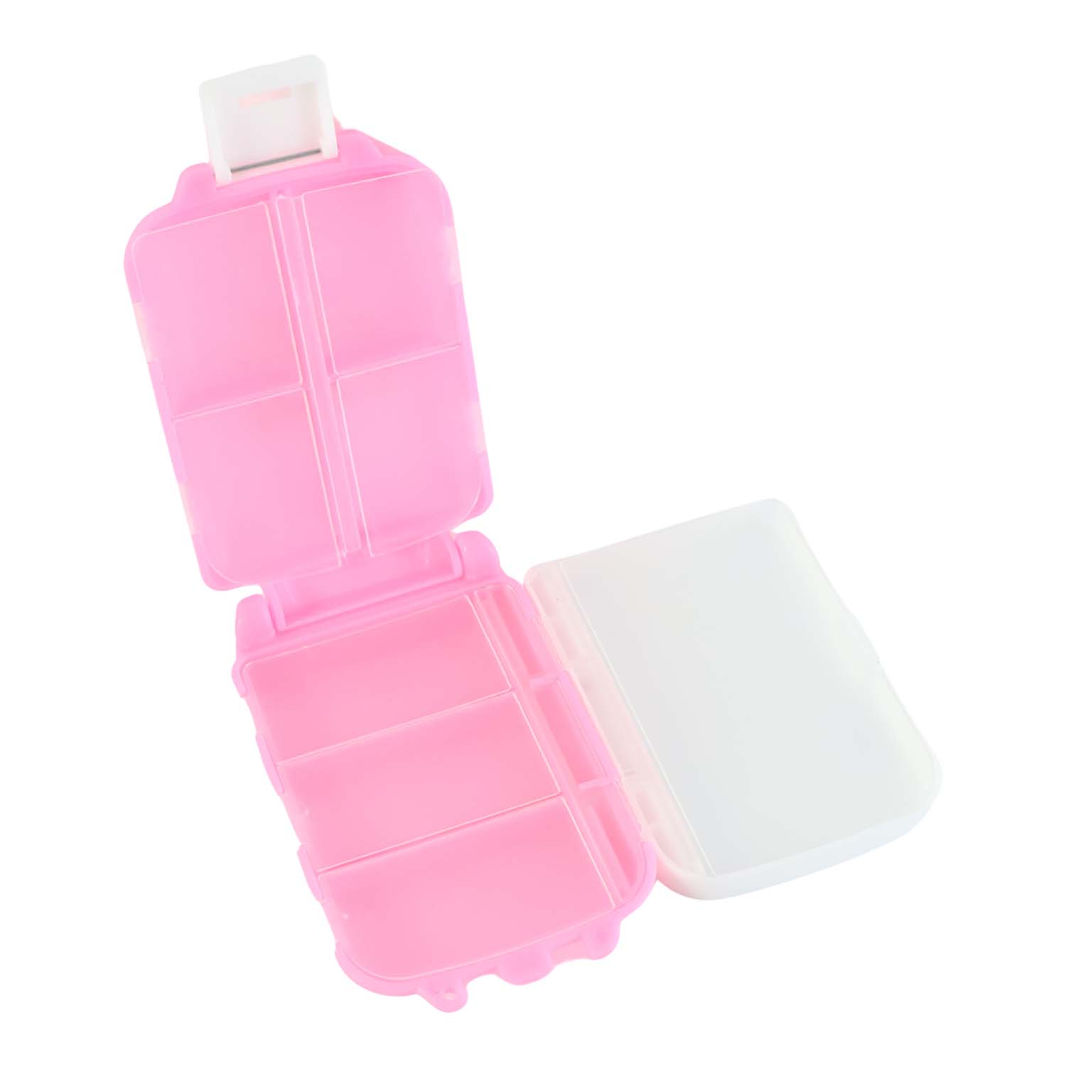 Pink Dual-Sided Pill Organizer β 8-Compartment Portable Case