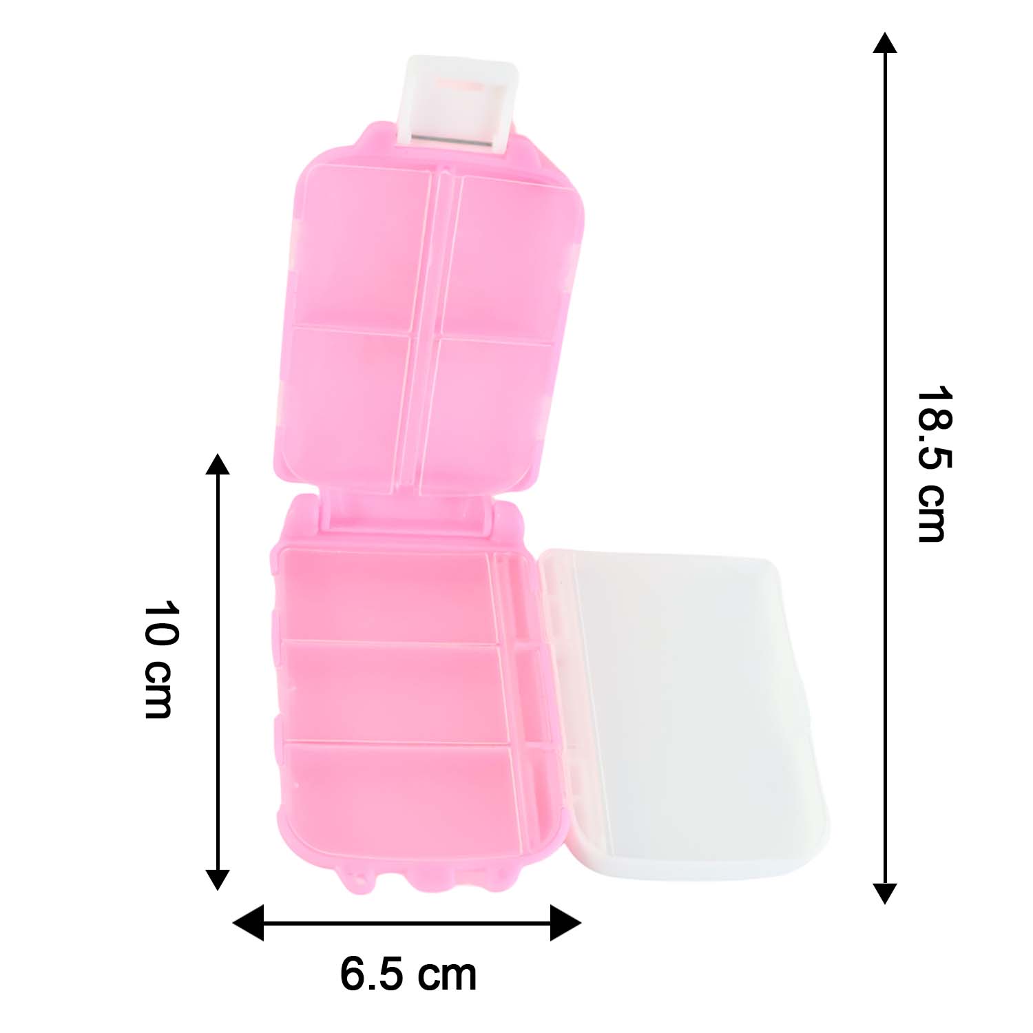 Pink Dual-Sided Pill Organizer β 8-Compartment Portable Case